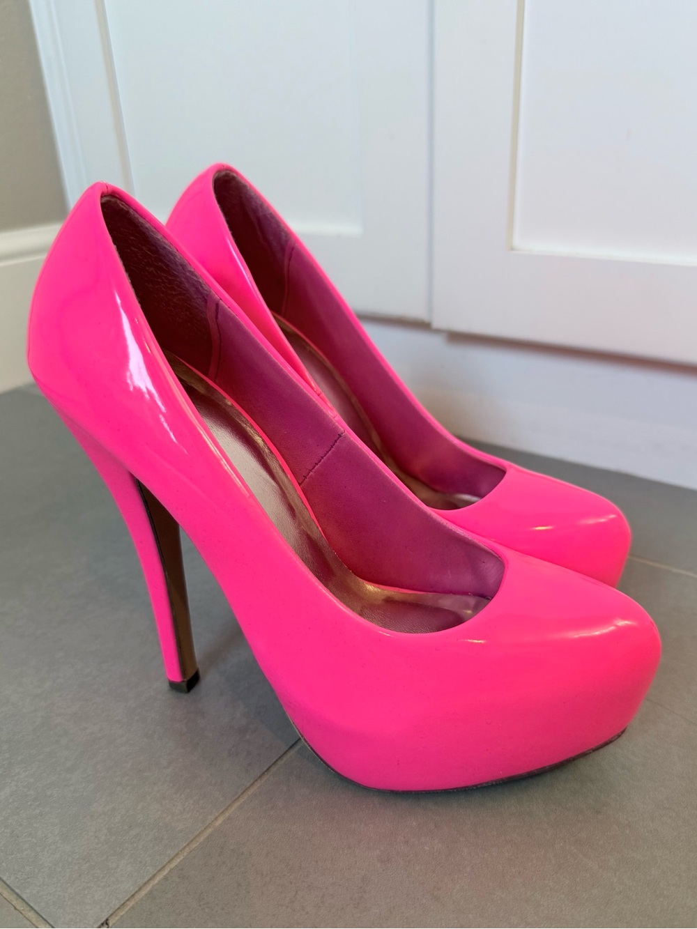 Hot Pink High Heel Pumps - Women's Platform Stiletto